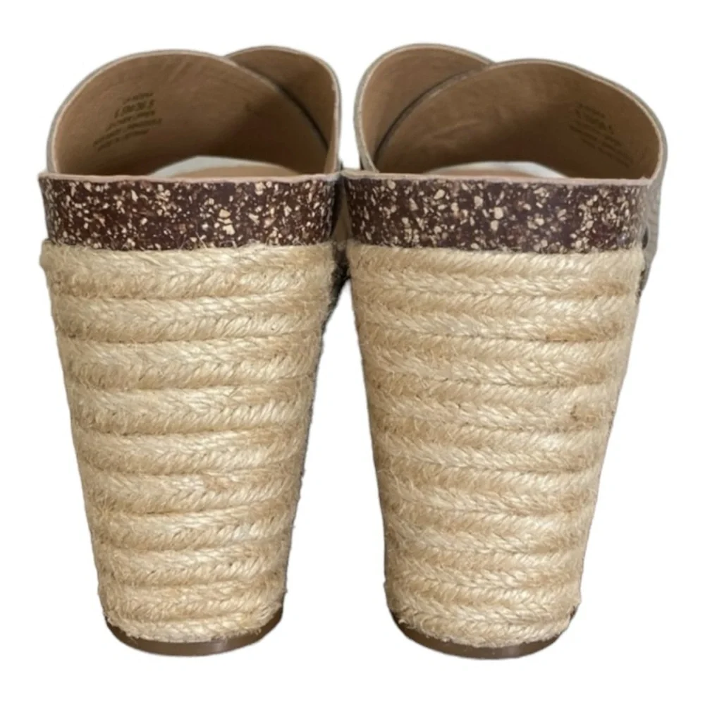 Lucky Brand Women's Neeka Wedge Espadrille Cork Tan Leather Slip On 7.5